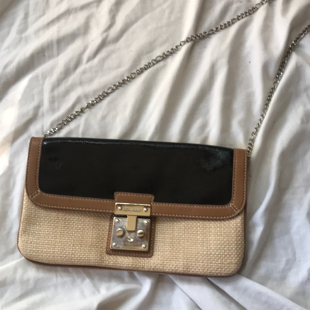 Nine West wicker and leather purse